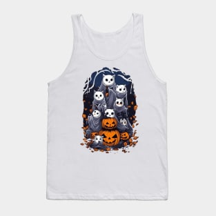 Halloween Cats Ghosts Family for Spooky Season. Tank Top